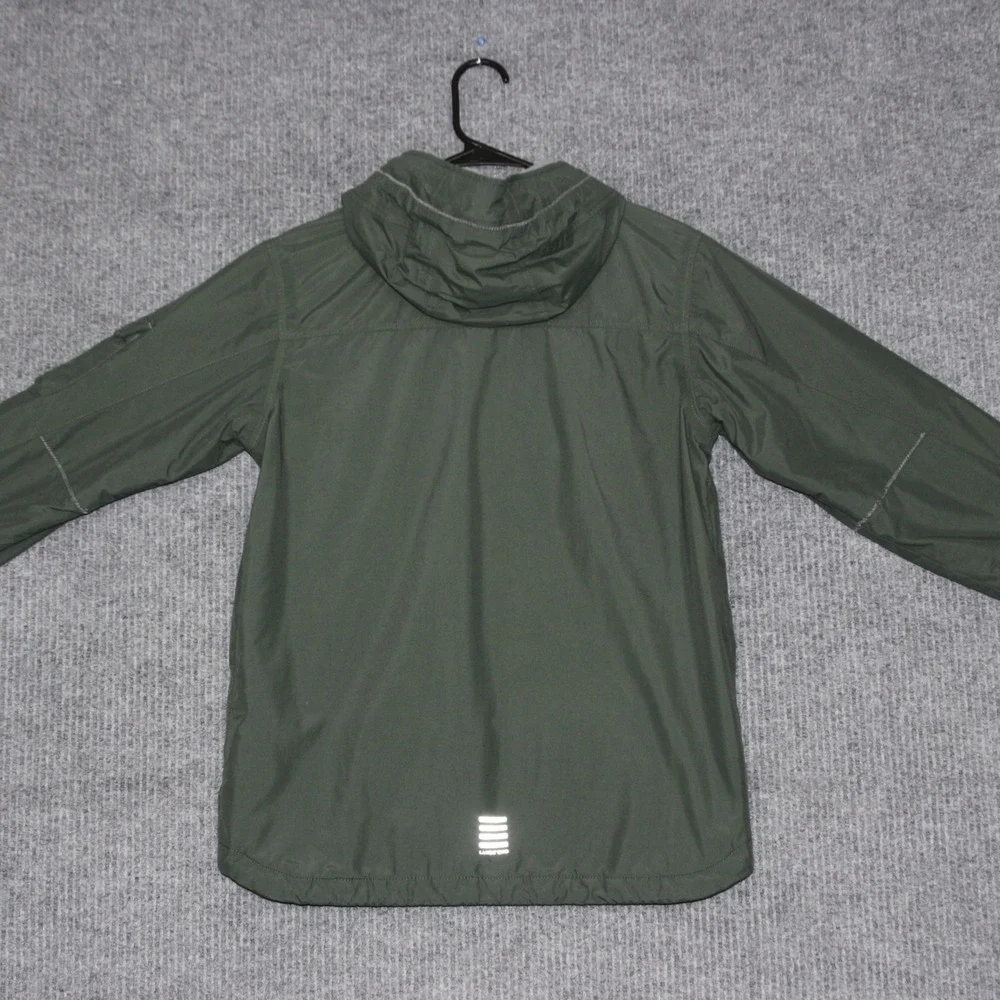 Lands End Kids Parka Jacket Boys Size M Green Winter Hooded Zip‎ Front Pockets
